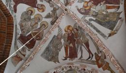 Kalkmaleri Kristus for Pilatus og Kristus for Herodes
